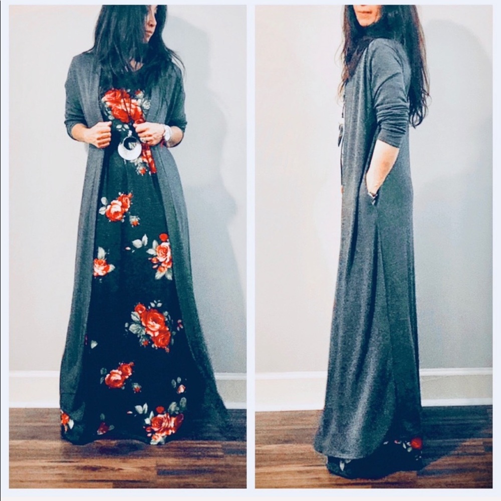✨LAST ONE✨Charcoal  long duster with pockets - Picture 6 of 6